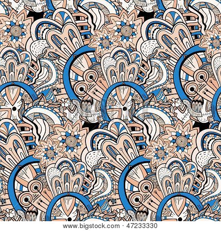 Seamless abstract hand-drawn pattern, steampunk background