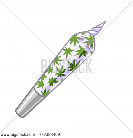 A Jamb Of Cannabis. A Marijuana Cigarette. Vector Illustration Legalize