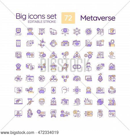 Metaverse Rgb Color Icons Set. Technology Of Virtual Reality. Machine Learning Algorithm. Ai Generat