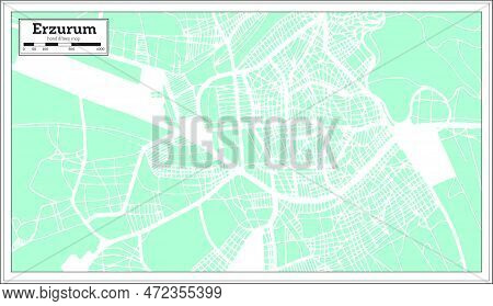 Erzurum Turkey City Map In Retro Style. Outline Map. Vector Illustration.