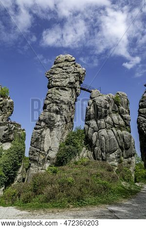 Externsteine Germany Is A Sandstone Rockformation Whose Withered Shapes Have Talked To The Mystic Si