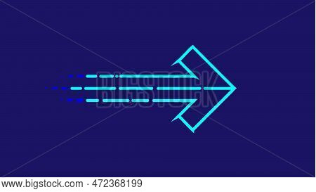 Glow Cyan Color Left Side Arrow Indecator Isolated On Blue Color Illustration Background