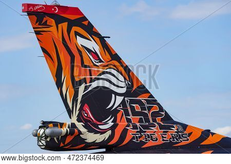 Konya, Turkiye - June 30, 2022: Turkish Air Force General Dynamics F-16cj Fighting Falcon (4r-115) D