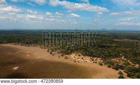 Aerial Drone Of Jungle And Rainforest In The Kumana National Park. Sri Lanka.