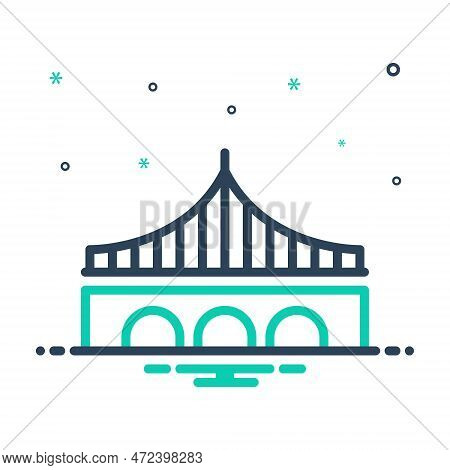 Mix Icon For Stayed Bridge Tower Travel Link Overpass Platform Viaduct Overbridge