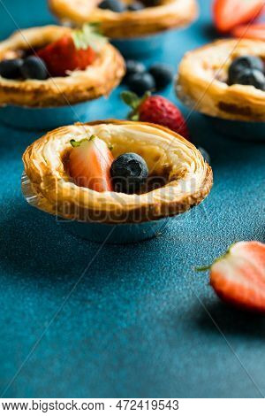 Traditional Portuguese Egg Tart Dessert Pasteis Pastel De Nata Or Pasteis De Belem