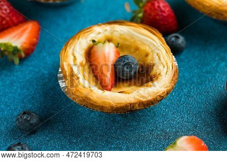 Traditional Portuguese Egg Tart Dessert Pasteis Pastel De Nata Or Pasteis De Belem