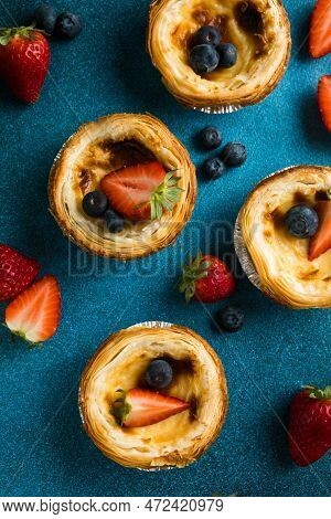 Traditional Portuguese Egg Tart Dessert Pasteis Pastel De Nata Or Pasteis De Belem