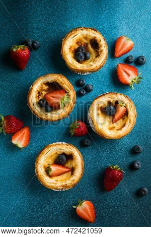 Traditional Portuguese Egg Tart Dessert Pasteis Pastel De Nata Or Pasteis De Belem