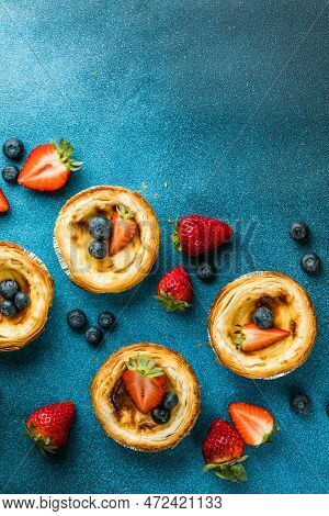 Traditional Portuguese Egg Tart Dessert Pasteis Pastel De Nata Or Pasteis De Belem