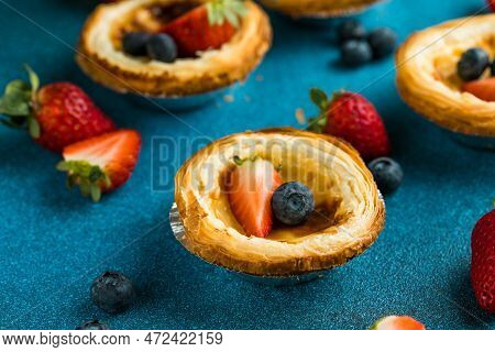 Traditional Portuguese Egg Tart Dessert Pasteis Pastel De Nata Or Pasteis De Belem