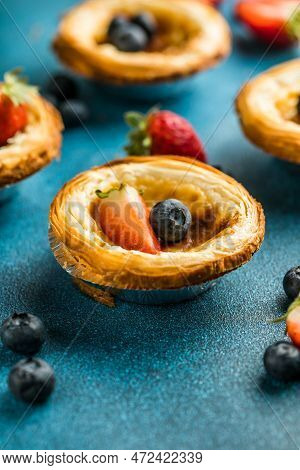 Traditional Portuguese Egg Tart Dessert Pasteis Pastel De Nata Or Pasteis De Belem