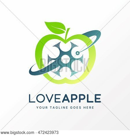 Logo Design Graphic Concept Creative Premium Free Vector Stock Unique Apple Fruit With Orbit Atom Sw