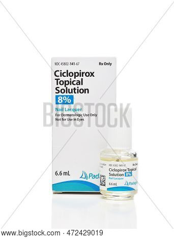 Irvine, California - 10 Mar 2023: Ciclopirox Topical Solution, Nail Lacquer, Prescription Medicine F