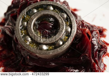 Grease And Ball Bearing, Red Excellent Water Resistance Synthetic Lithium Complex Grease For Moving 