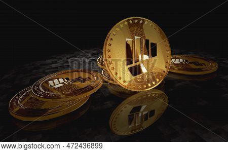 Fight Out Crypto Fght Cryptocurrency Golden Coin 3D Illustration