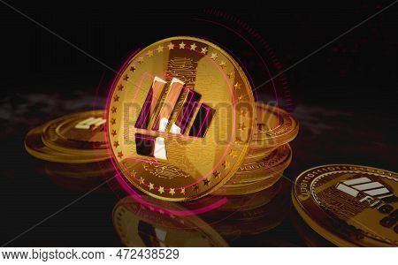 Fight Out Crypto Fght Cryptocurrency Golden Coin 3D Illustration