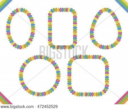 Easter Egg Frames. Bright Easter Borders Isolated On White Background. Vector Illustration.