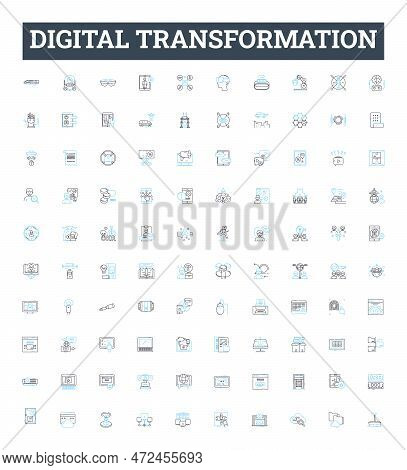 Digital Transformation Vector Line Icons Set. Digital, Transformation, Technology, Automation, Innov
