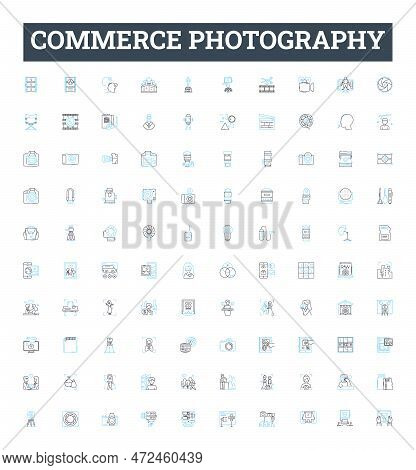 Commerce Photography Vector Line Icons Set. Commerce, Photography, Portrait, Landscape, Wildlife, Na