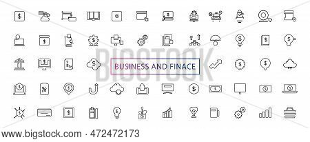 Business And Finance Line Icons Set. Businessman Outline Icons Collection. Money, Investment, Teamwo