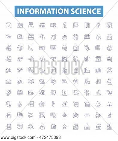 Information Science Line Icons, Signs Set. Information, Science, Data, Analytics, Technology, Comput