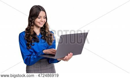 Teen School Girl Estudy Isolated On White, Advertisement. Teen School Girl Estudy In Studio.