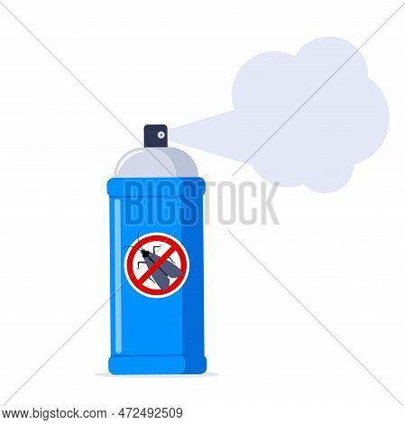 Repellent Spray In The Blue Bottle. Protection From The Moth And Other Insect. Aerosol For Bug Bite 
