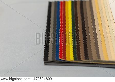 Catalog Of Multicolored Imitation Leather From Matting Fabric Texture Background, Leatherette Fabric