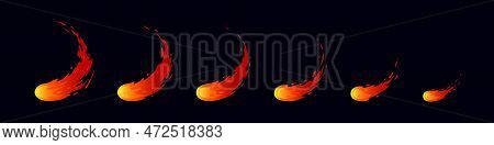 Sprite Sheet Fire Sword Attack, Fire Red Strike. Circle Flame. Animation For A Game Or Cartoon. Read