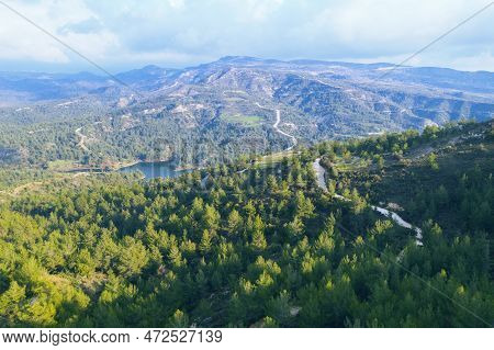 Water Storage In Cyprus, Arminou Dam In Paphos Forest