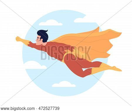 Superhero In Sky Flat Concept Vector Illustration