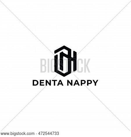 Abstract Initial Letter Dn Or Nd Logo In Black Color Isolated In White Background Applied For Dental