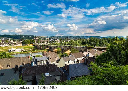 Panoramic Aerial View Of Trier In A Beautiful Summer Day, Germany