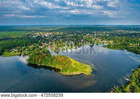 Aerialview Of Lake And National Park Muggelsee In Germany