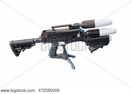 Anti-drone Gun For Protection Against Air Attack, Isolated On A White Background. Weapons For Shooti