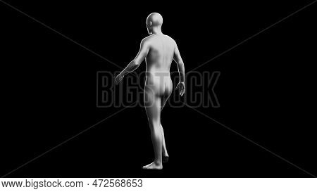 Beautiful Young Man Posing, Isolated On Black Background. 3D Illustration (rendering). Silver Manneq