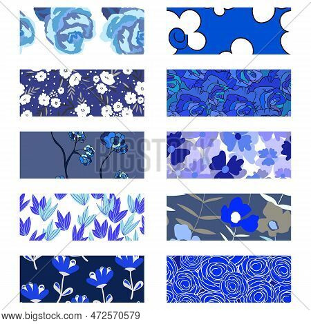 Vector Illustration Of A Set Of Decorative Ribbon Stripes. Masking Tape, Satin Or Corsage, Grssgrain