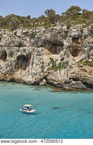 Turquoise Waters In Mallorca. Pilota Cove. Mediterranean Coastline. Spain