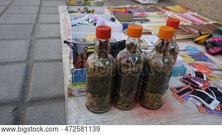 Bangalore,karnataka,india-january 01 2023: Indian Dried Ayurvedic Herbs To Reduce Hairfall Stored In