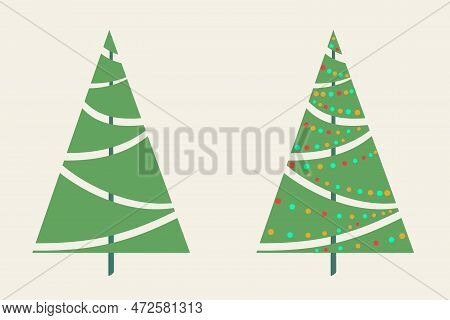 Vector Drawing Of Christmas Trees On A White Background.