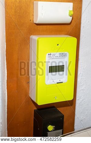Bordeaux , Aquitaine  France - 03 10 2023 : Linky Itron New Smart Digital Electric Meter From Edf El