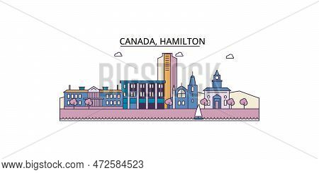 Canada, Hamilton Tourism Landmarks, Vector City Travel Illustration