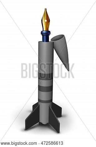 From War To Peace As A Diplomacy Concept With A Missile Bomb And A Pen As A Metaphor For Negotiating