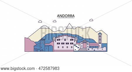 Andorra Tourism Landmarks, Vector City Travel Illustration