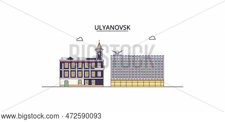 Russia, Ulyanovsk Tourism Landmarks, Vector City Travel Illustration