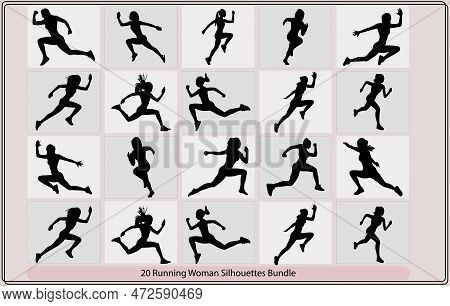 Running Woman Side View Vector Silhouette,young Running Woman,running Woman Silhouette,running Woman