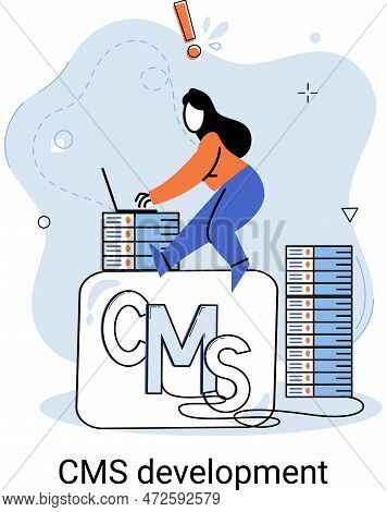 Digital Content Management System, Cms Development Software Metaphor. Information System Or Computer