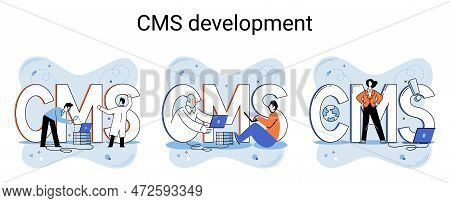 Digital Content Management System, Cms Development Software Metaphor. Information System Or Computer