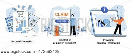 Registration Of Claim Form Register Document, Providing Personal Information, Income Information Vec